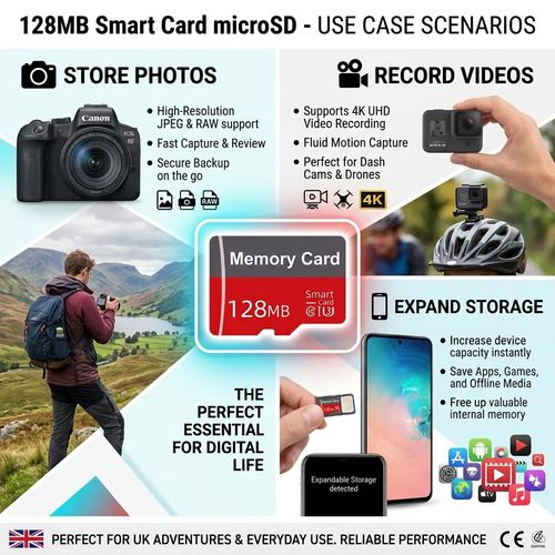 128MB Micro SD Memory Card Class 10 High Speed SDXC CCTV Phone Camera Fast Card — image 3