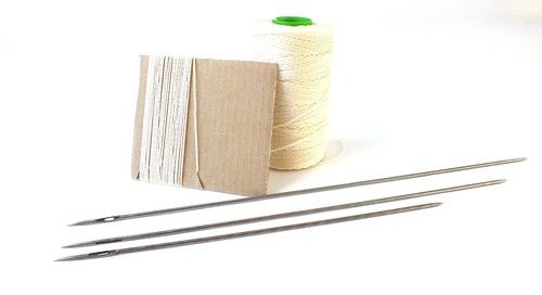 Buttoning Needle & twine kit. Upholstery needle double point 10", 12", 14" 