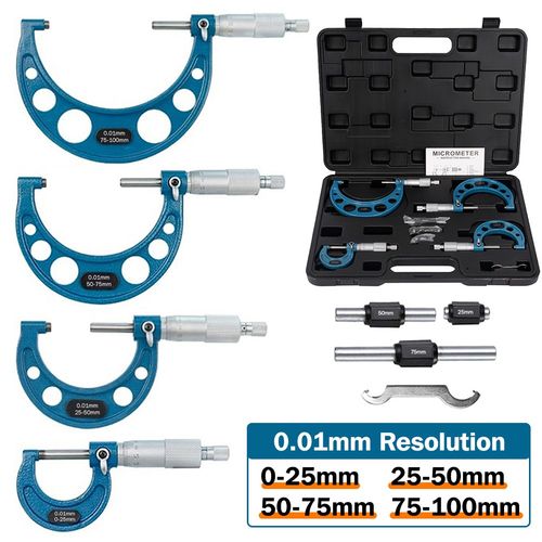 Outside Micrometer 0-100mm Metric Premium Precision Set External Micrometer UK — image 1