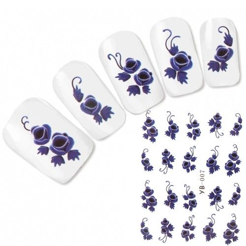 Tattoo nail art sticker purple flowers flower fingernails nail sticker new!