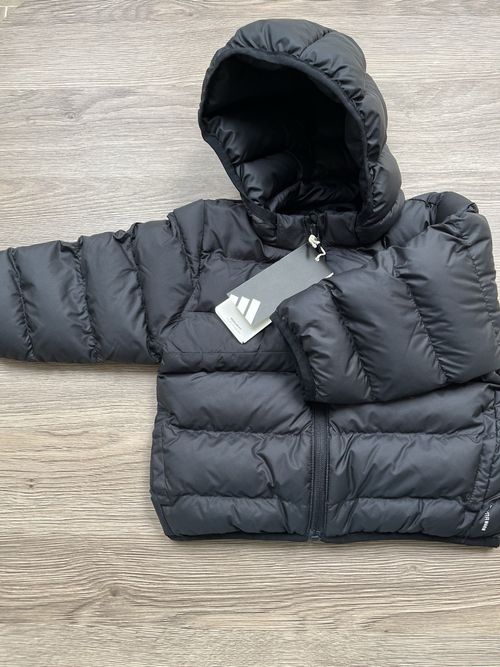 ADIDAS Unisex Baby Black Puffer Jacket 6-9 Months Removable Hood JL7389