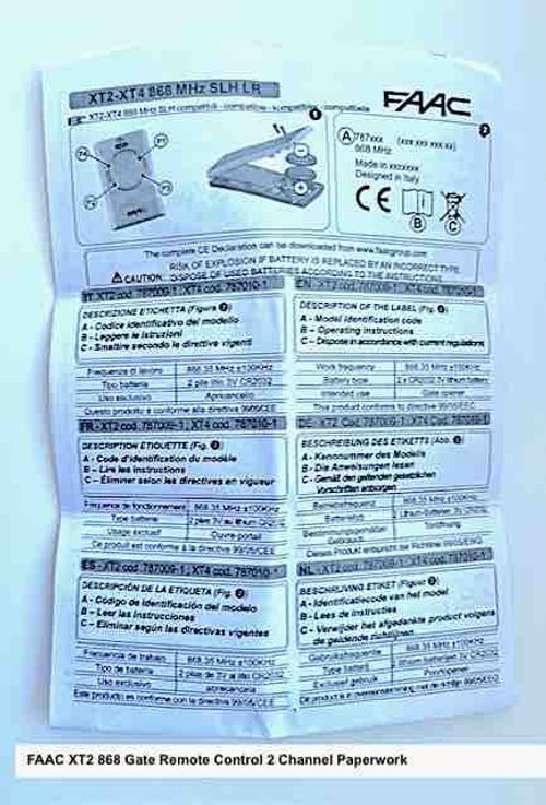 FAAC XT2 868Mhz  Key Fob REMOTE CONTROL COPY TYPE  Transmitter Electric Gate x 3 — image 12