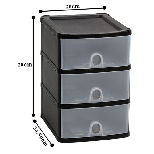 4 x Uni Handy 3 Tier Plastic Drawers Storage Chest Tower Office Home School — image 2