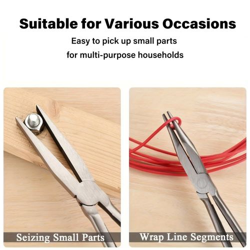 4x 280mm Long Needle Nose Pliers - Straight/Bent Tip Extended Reach Tool Set — image 10