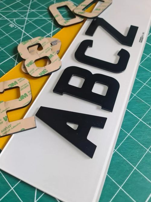 4D NUMBER PLATE LETTERS NUMBER PLATES/SIGNS self peel adhesive 3mm GLOSS BLACK — image 2