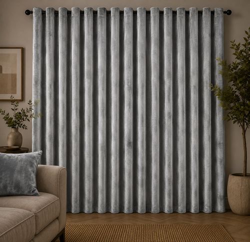 Thick Heavy Velvet Curtains PAIR of Eyelet Ring Top Fully Lined Ready Made  — image 2