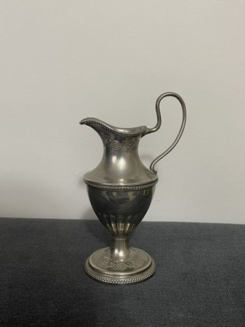 Silver Plate Grape Vine Pattern Pedestal Cream Jug/Pitcher Antique Style