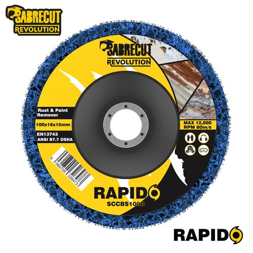 5 x SabreCut 100mm 4" Poly Strip Wheel Discs Paint Rust for Grinders 16mm Hole — image 5