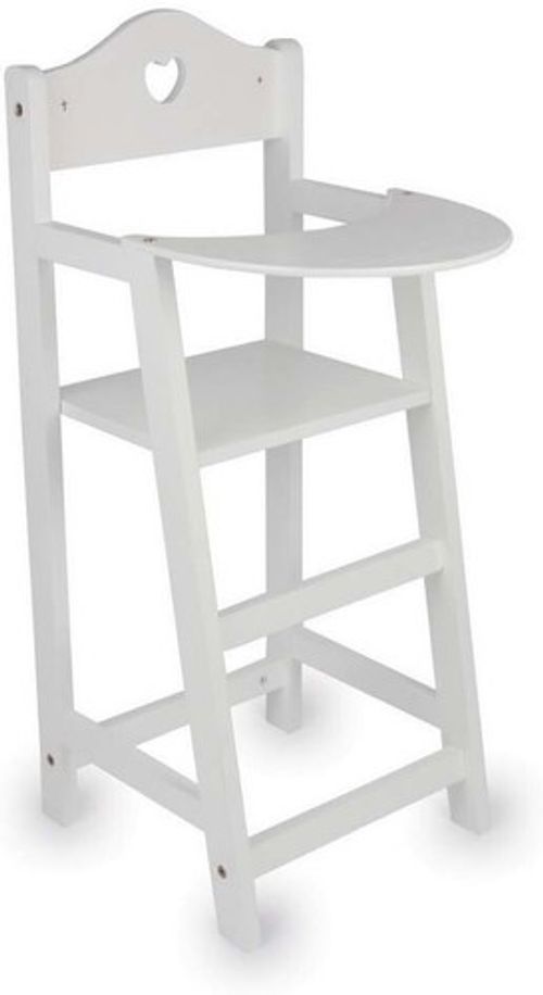 SET OF Dolls White Varnished Rocking Wooden Cradle Cot Bed and Matching High