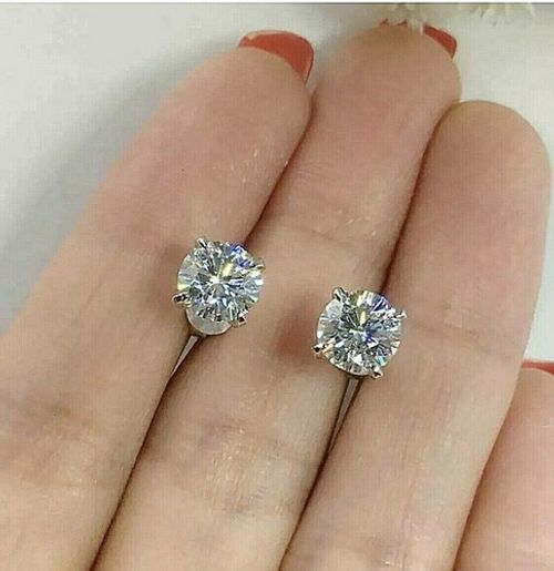 5.00 Ct Brilliant Round Cut Lab Created VVS1/D Stud Earrings 14K White Gold 8mm