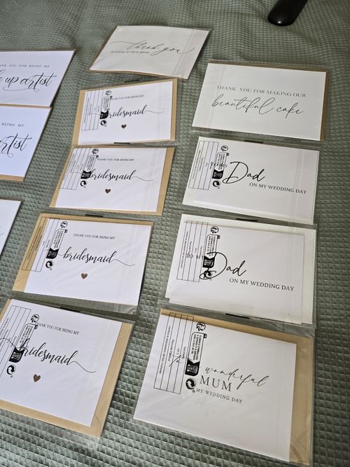 Modern Wedding Thank You & Bridesmaid Cards Bundle w/ Kraft Envelopes — image 3