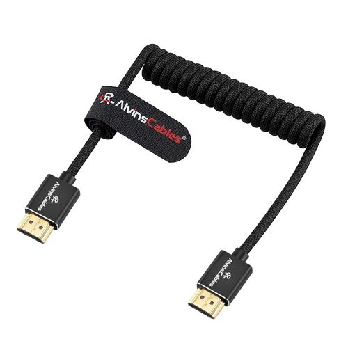 8K HDMI 2.1 Coiled Cable High-Speed Left Right Angle Braided for Atomos Ninja V — image 1