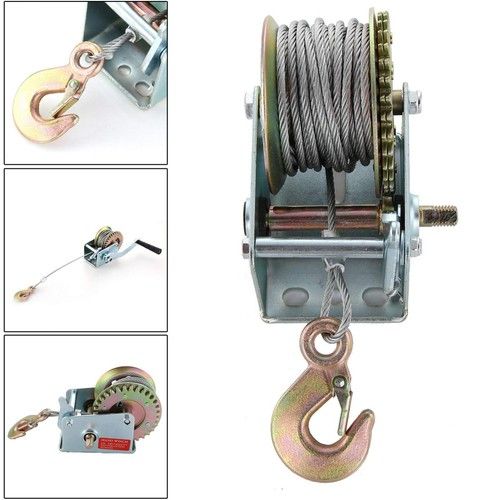 600lb Manual Boat Marine Trailer Hand Powered Winch with 8m Wire Cable + Hook