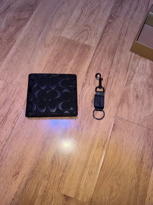 3 in 1 Coach Black Wallets and Keychain Set — image 3