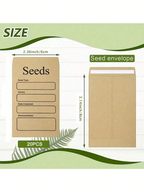 20pc Seed Packets Envelopes Self Sealing Kraft Small Seed Saving Envelopes — image 5
