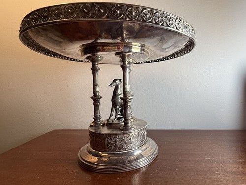 Antique Reed & Barton Figural Greyhound Tazza Centerpiece Silver Plate 10¼"