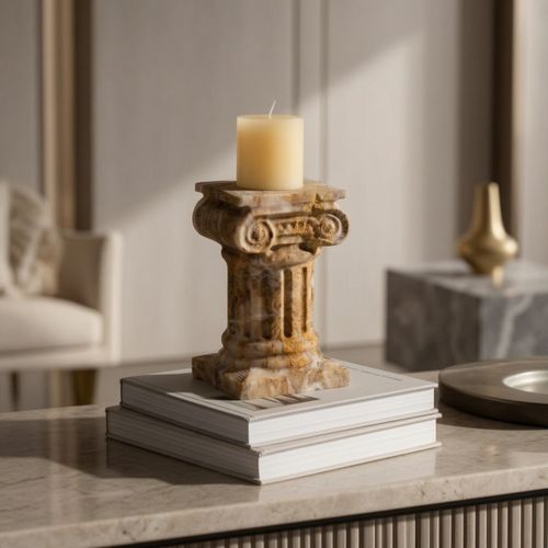 Column Candle Holder Roman-Style Stone Candle Holder Classical for Living Room — image 7