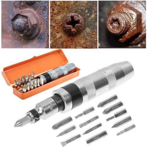 Heavy Duty 1/2" Drive Hand Impact Screw Driver with 13 Impact Screwdriver Bits — image 4
