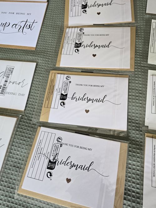 Modern Wedding Thank You & Bridesmaid Cards Bundle w/ Kraft Envelopes — image 2