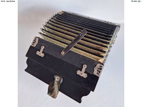 Vintage 10 Button/One Row Accordion Black - Fair Condition — image 8