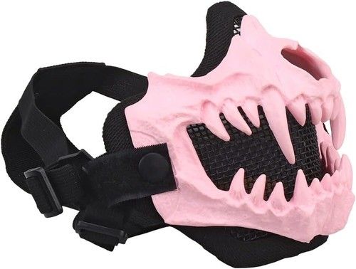 Tactical Airsoft Mask Half Face Mask Adjustable Strap Breathable Fangs Cosplay
