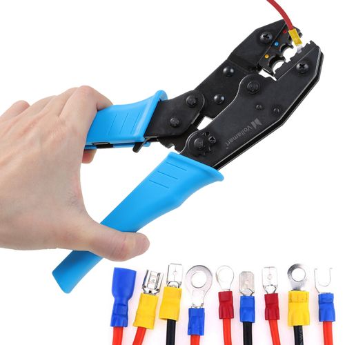 9" Ratchet Crimper Plier Cable Wire Electrical Crimp Tool Terminals Crimping Kit — image 11