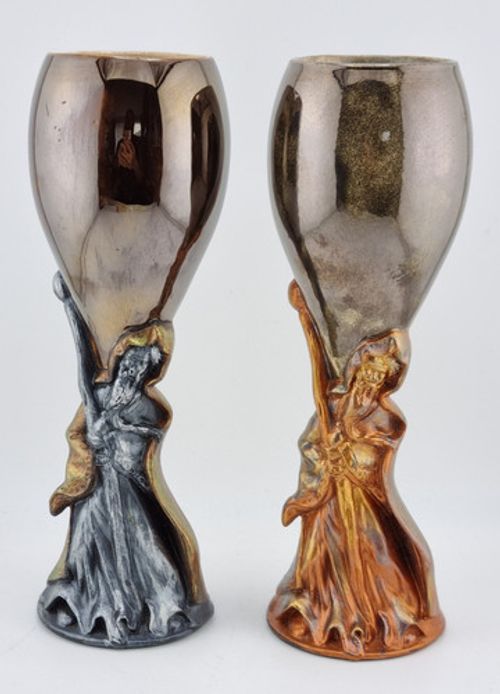 Vintage 1994 Lakeland Molds Wizard Goblets Silver & Gold 21cm High Very Rare