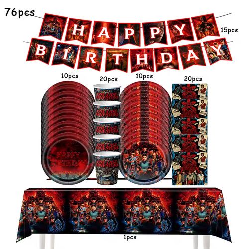 Stranger Things  Theme Kids Birthday Party Supplies Decor Tableware Balloons