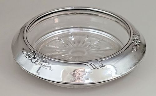 Solid Silver Whiting & Co Sterliing & Silver Crystal Coaster. Pin Tray. Ref xbcd — image 1
