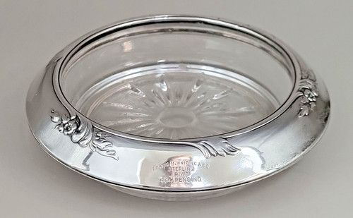 Solid Silver Whiting & Co Sterliing & Silver Crystal Coaster. Pin Tray. Ref xbcd