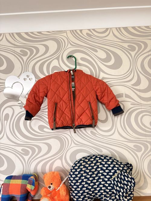 Marks & Spencer Baby Orange Quilted Hooded Jacket Full Zip Polyester 9-12M