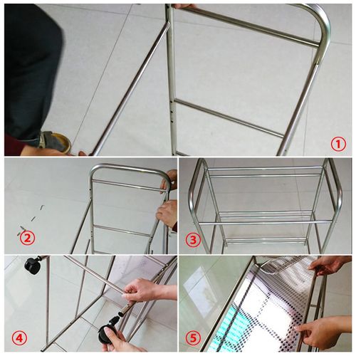 3 Tier Metal Rolling Trolley Cart Beauty Salon Shelf Kitchen Storage Rack — image 9