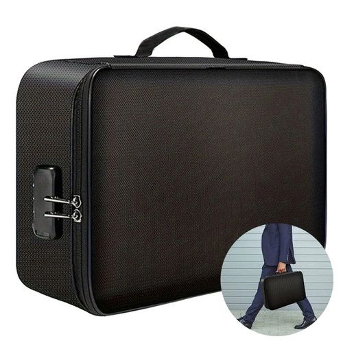 Fireproof Waterproof Document Box with Lock Expandable File Storage Box