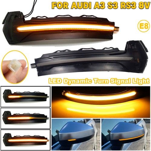 2x For Audi 8V RS3 S3 A3 Dynamic LED Wing Mirror Indicator Turn Signal Light 12V