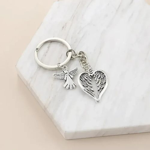 Guardian Angel Charm Feather Wings Charm Keyring Alloy Keychain Memorial Gift — image 2