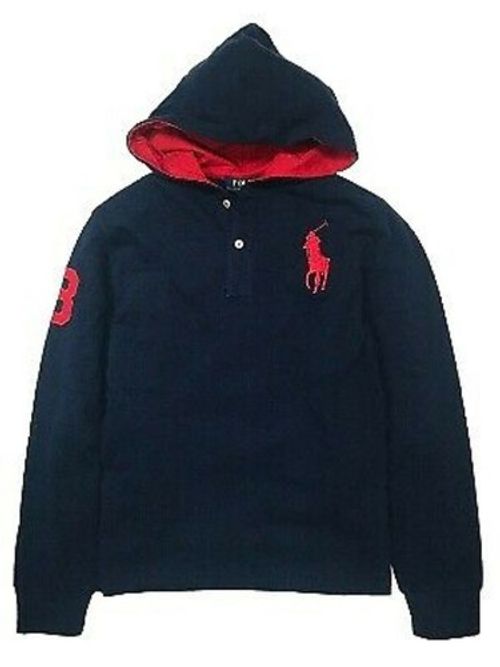 Ralph Lauren Polo Navy Blue Big Pony Hooded Hoodie Hood TShirt Tee Top NEW Age 2