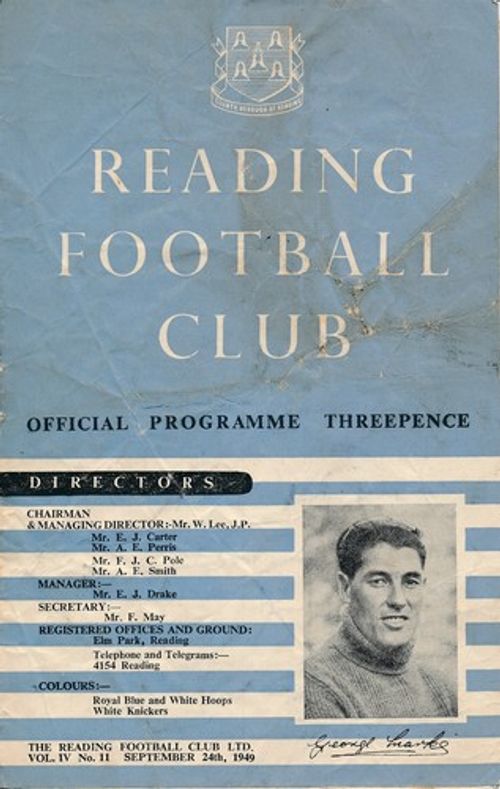 Reading v Notts County 1949/1950 - Football Programme