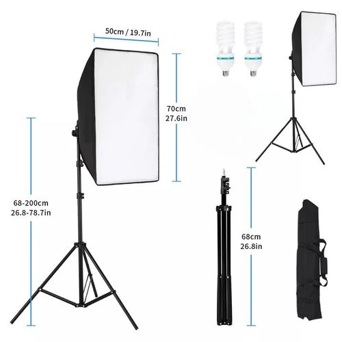2 X 150W Softbox Lighting Kit Video Photo Soft Box Continuous Light Stand Studio — image 2