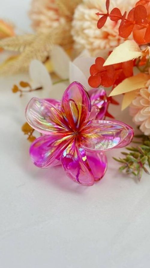 Flower Plastic Hair Clips, Approx 9cm Iridescent Hair Clip