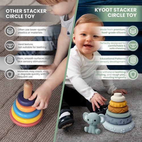 Kyoot Montessori Sensory Toy Silicone Stacking Rings 7pc BPA-Free Baby Teething — image 7