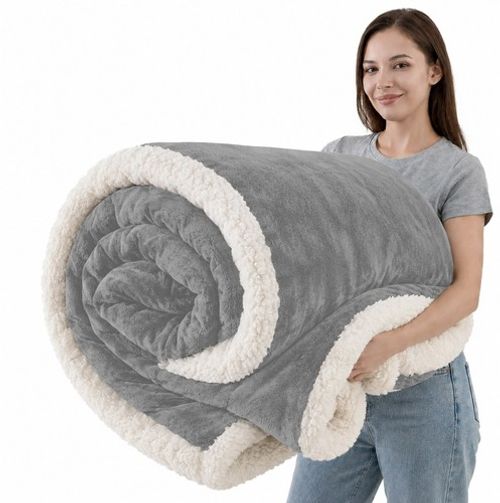 Super Warm Plush Sherpa Fleece Blanket Thick Soft Reversible Bed Sofa Throw