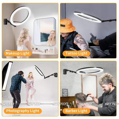 22" LED Ring Light Wall Mount Boom Stand Arm Lighting Kit Selfie Dimmable Video — image 8
