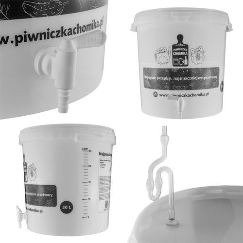 30L Home Brew Fermentation Bucket Kit with Tap & Airlock Wine Beer Making Barrel