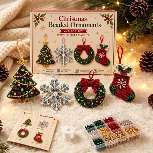 Christmas Bead Making Kit DIY Bracelet Craft Set Holiday Tree Hanging Decor — image 4