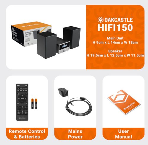 5.2 Bluetooth CD Player with Speakers 20W Compact HiFi System Oakcastle HiFi150 — image 5