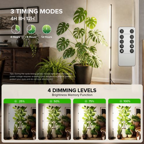 SANSI T10 Pro Vertical Grow Light 80W Full Spectrum Tall Plant Lamp Timer 4.4FT — image 3