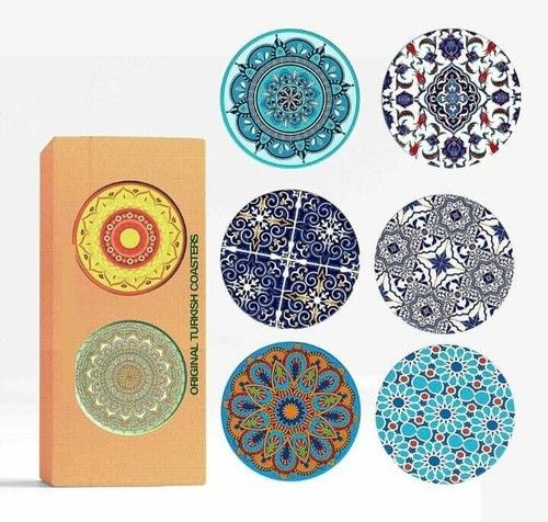 Drink Coasters Set Turkish Moroccan Design Round Coaster Tea Coffee Cup Mat