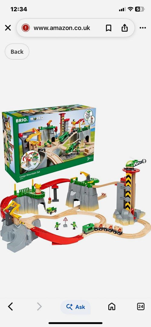 BRIO World Cargo Mountain Set 36010 Wooden Train Railway Track Playset — image 1