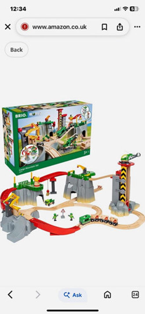 BRIO World Cargo Mountain Set 36010 Wooden Train Railway Track Playset