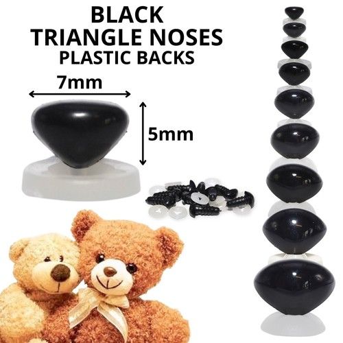 Safety Nose for Soft Toys / Animals - BLACK TRIANGLE NOSES with PLASTIC BACKS